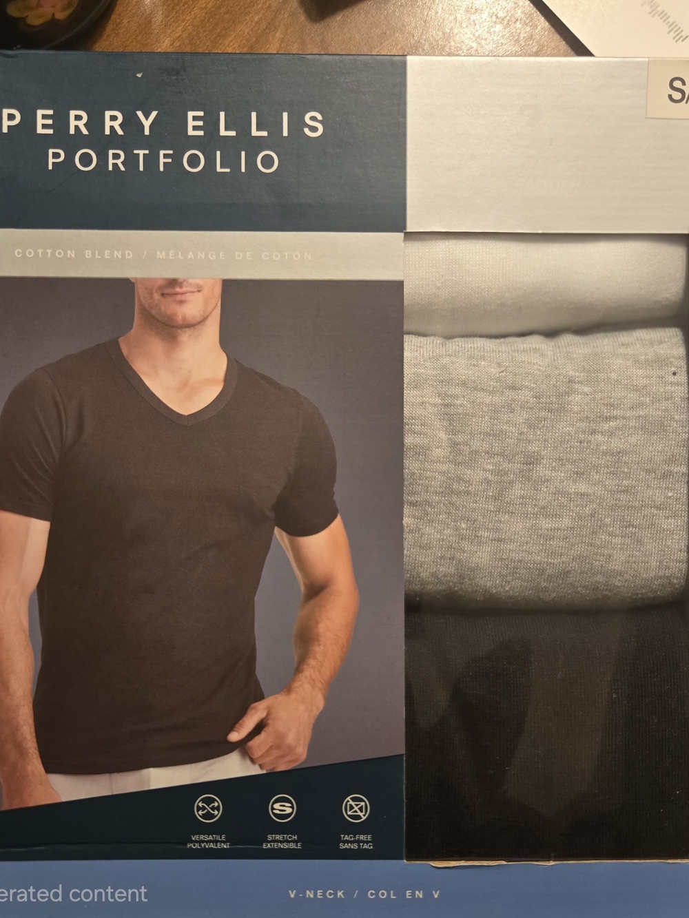 Perry Ellis Portfolio Men’s V-Neck Tee Pack — Gray & Black